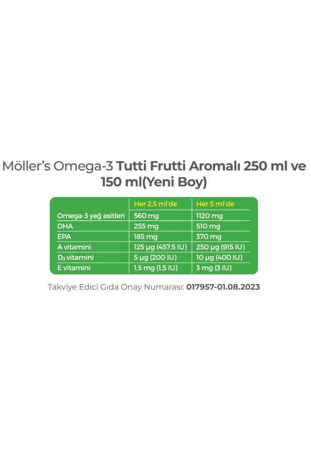 Möller's Möllers Omega 3 Tutti Frutti Aromalı Balık Yağı 150 ml
