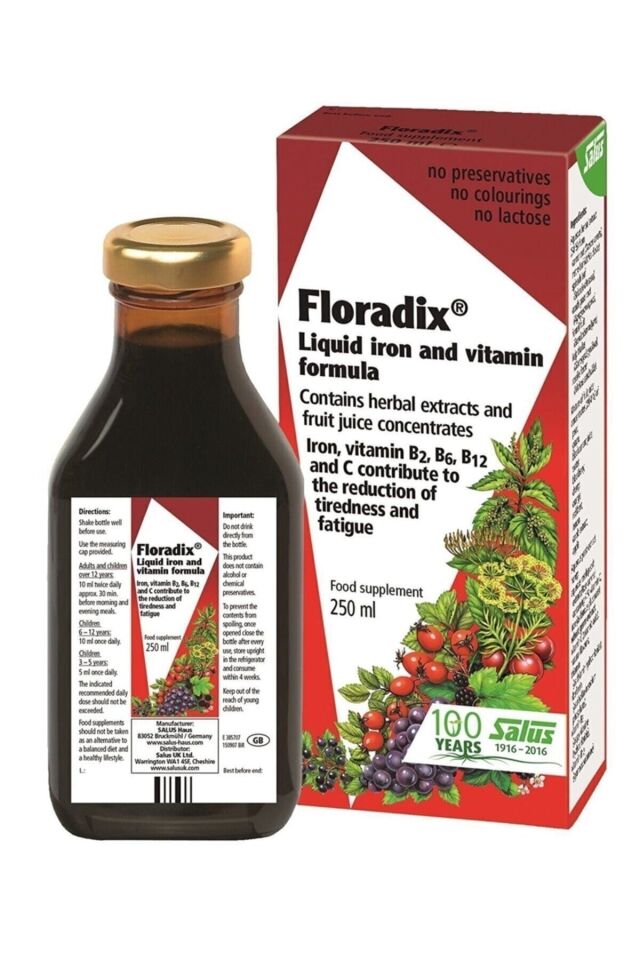 Floradix Hiperfarma Floradi?x Demi?r Ve Vi?tami?nler Içeren Sivi Takvi?ye Edi?ci? Gida 250 ml