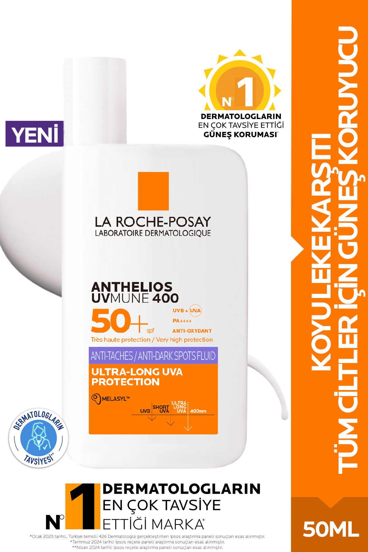 La Roche Posay Anthelios Uvmune Anti Dark Spots Fluid Koyu Leke Karşıtı Yüz Güneş Kremi SPF50+
