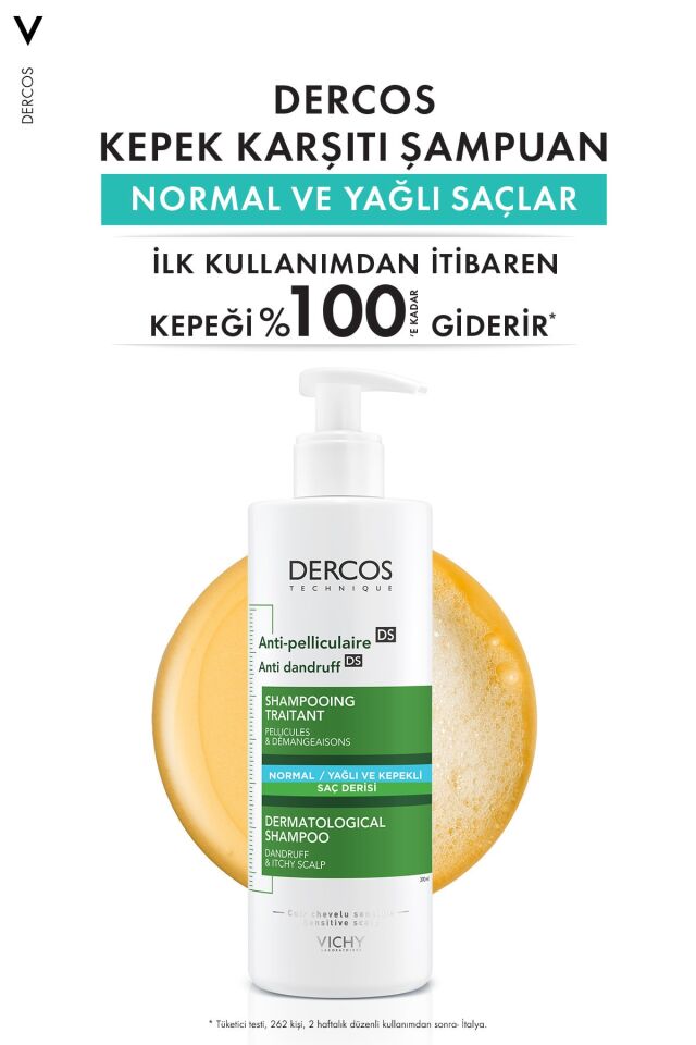 Vichy Dercos Anti-Pel Kepeğe Karşi Etkili Bakim Şampuani -Normal/Yağli Saçlar 390 ml