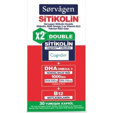 Sorvagen Double Sitikolin Dha Omega 3 ve B12 30 Kapsül