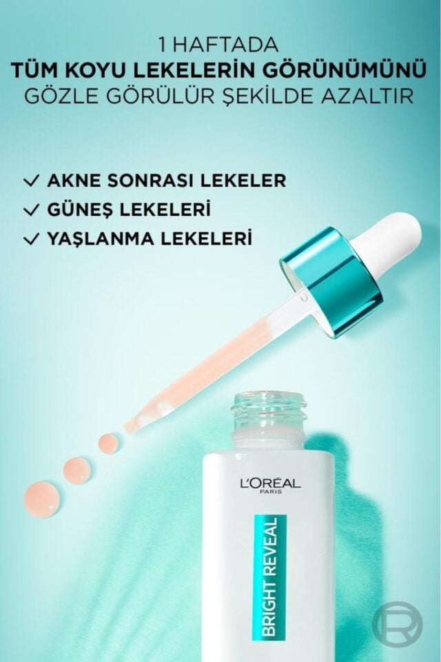 L'Oreal Paris Bright Reveal Sivilce, Güneş, Yaşlanma Lekelerinde Etkili Koyu Leke Karşıtı Serum 10%Niasinamid 30ml