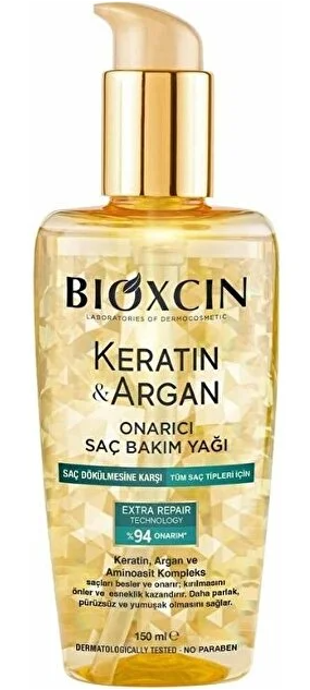 Bioxcin Keratin & Argan Onarıcı Saç Bakım Yağı 150 Ml - Yıpranmış Ve Hasar Görmüş Saçlar
