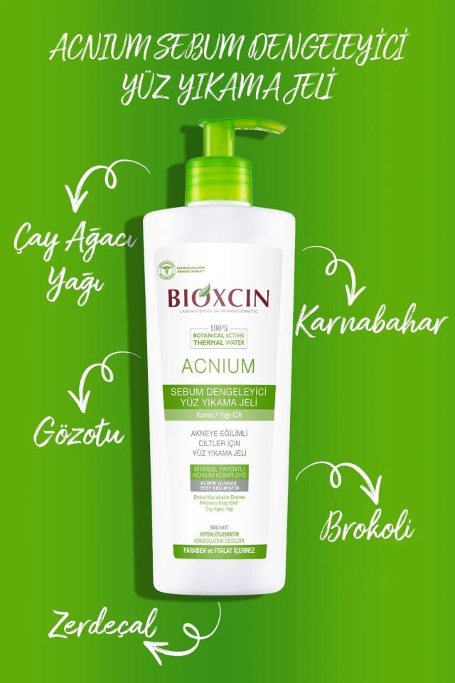 Bioxcin Acnium Sebum Dengeleyici Yüz Yıkama Jeli 500ml 1 Alana 1 Hediye