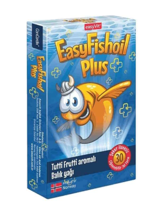 EasyFishoil Plus Balık Yağı Tutti Frutti Aromalı 30 Çiğnenebilir Jel