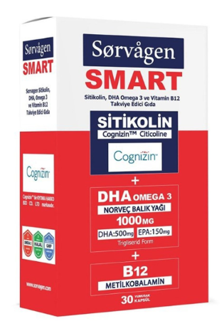 Sorvagen Sitikolin DHA Omega 3 ve B12 30 Kapsül
