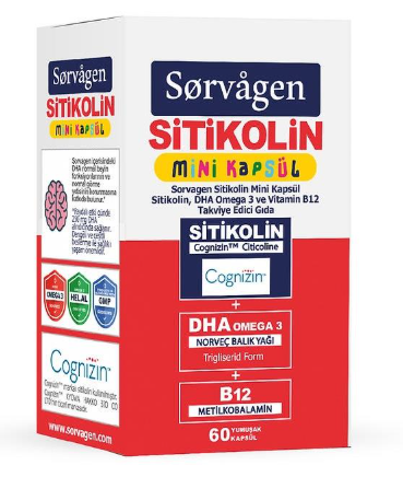 Sorvagen Sitikolin DHA Omega-3 ve B12 60 Mini Kapsül