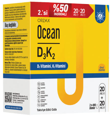 Ocean D3K2 Damla 20+20 ml - İkincisi %50 İndirimli